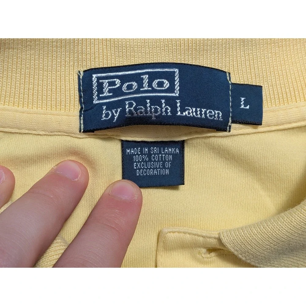Polo Ralph Lauren Men's Polo Shirt Yellow Size L 100% Cotton Pony